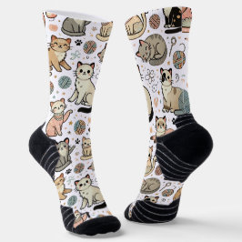 Kawaii Cats Pattern Sokken – Schattige pastelkat
