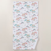 Kawaii Cats Rainy Day Pattern Strandlaken (Voorkant)