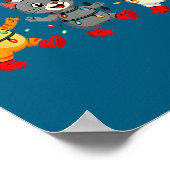 Kawaii Cats Santa Hat Dancing Lights Christmas Dan Poster (Hoek)