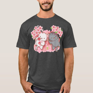 Kawaii Cats under Cherry Blossom Trees Japanese Sa T-shirt