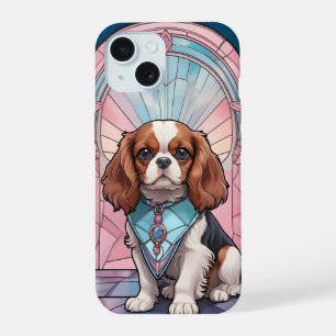 Kawaii Cavalier King Charles Pastel Glas in lood iPhone 15 Case