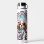 Kawaii Cavalier King Charles Pastel Glas in lood Waterfles (Achterkant)
