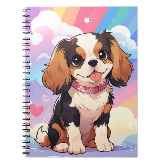 Kawaii Cavalier King Charles Pastel Rainbow Notitieboek (Voorkant)