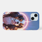 Kawaii Cavalier King Charles Pastel Rainbow sky iPhone 15 Case (Achterkant horizontaal)