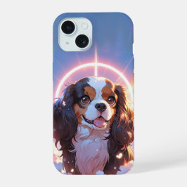 Kawaii Cavalier King Charles Pastel Rainbow sky iPhone 15 Case
