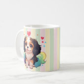 Kawaii Cavalier King Charles Pastel Rainbow Tail Koffiemok (Voorkant links)