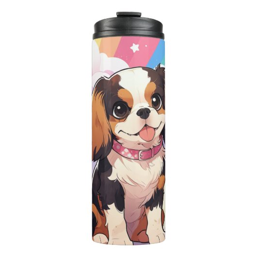Kawaii Cavalier King Charles Pastel Rainbow Thermosbeker (Voorkant)