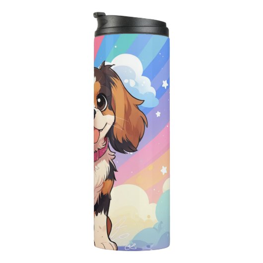 Kawaii Cavalier King Charles Pastel Rainbow Thermosbeker (Geroteerd rechts)