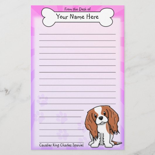 Kawaii Cavalier King Charles Spaniel Stationery Briefpapier (Voorkant)
