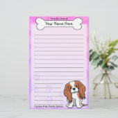 Kawaii Cavalier King Charles Spaniel Stationery Briefpapier (Staand voorkant)