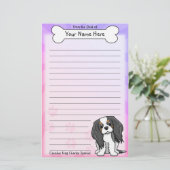 Kawaii Cavalier King Charles Spaniel Stationery Briefpapier (Staand voorkant)