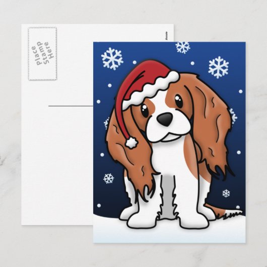 Kawaii Cavalier Spaniel Christmas Postcard Feestdagenkaart (Voorkant / Achterkant)
