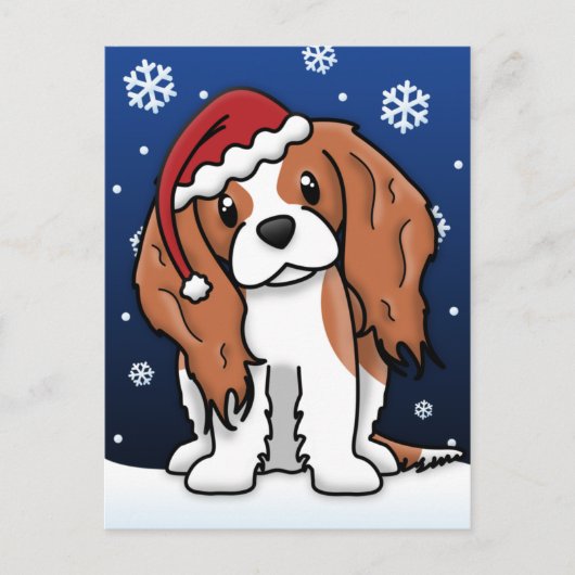 Kawaii Cavalier Spaniel Christmas Postcard Feestdagenkaart (Voorkant)