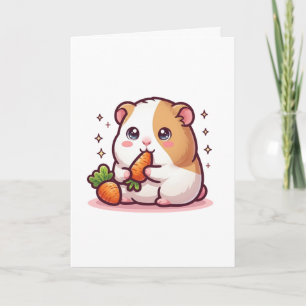 Kawaii Cavia Die Wortels Eet – Liefhebber van Cute Kaart