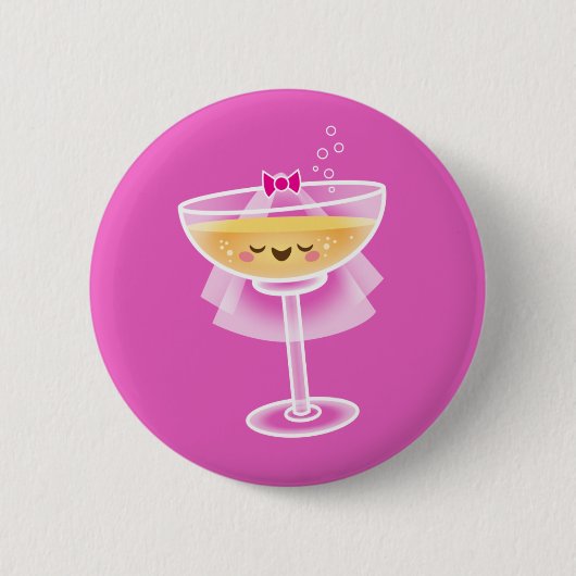 Kawaii Champagne Bride Ronde Button 5,7 Cm (Voorkant)