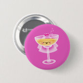 Kawaii Champagne Bride Ronde Button 5,7 Cm (Voorkant /achterkant)