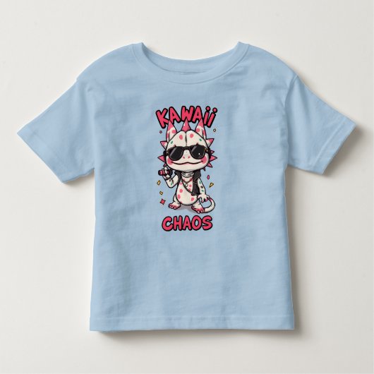 Kawaii Chaos Cool Axolotl Sunglasses LeatherJacket Kinder Shirts (Voorkant)
