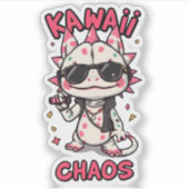Kawaii Chaos Cool Axolotl Sunglasses LeatherJacket Sticker (Voorkant)