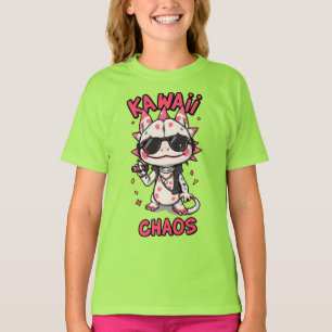 Kawaii Chaos Coole Axolotl Zonnebril Leren Jas T-shirt
