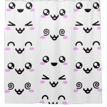 Kawaii Character Facters Shower Curtain