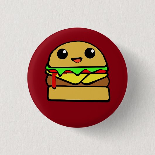 Kawaii Cheese Burger Ronde Button 3,2 Cm (Voorkant)