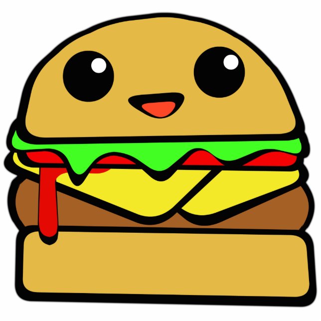 Kawaii Cheeseburger Fotobeeldje Magneet (Voorkant)