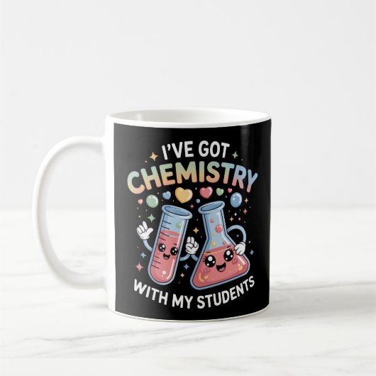 Kawaii Chemistry Teacher Cute Beaker & Test Tube  Koffiemok (Links)
