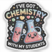 Kawaii Chemistry Teacher – Cute Beaker & Test Tube Sticker (Voorkant)