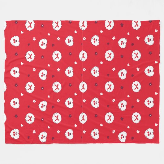 Kawaii Cherries and Bows Pattern Fleece Deken (Voorkant (Horizontaal))