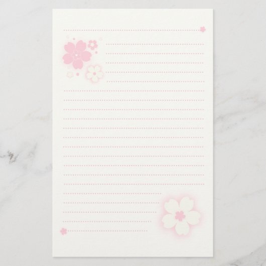 Kawaii Cherry Blossom Pink Sakura Stationery (Voorkant)
