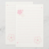 Kawaii Cherry Blossom Pink Sakura Stationery (Voorkant / Achterkant)