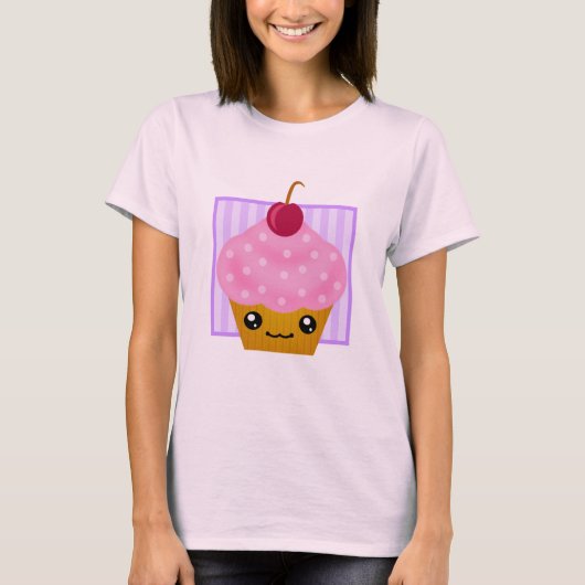 Kawaii Cherry Cupcake Apparel T-shirt (Voorkant)