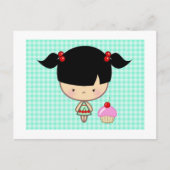 Kawaii Cherry Cupcake Briefkaart (Voorkant)