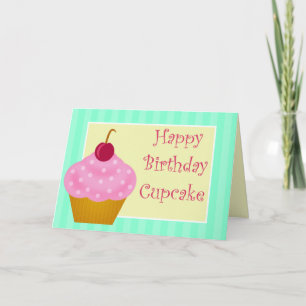 Kawaii Cherry Happy Birthday Cupcake-kaart Kaart