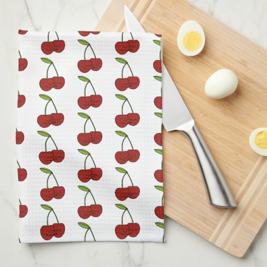 Kawaii Cherry Love Theedoek (Quarter Fold)