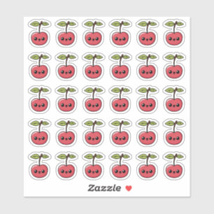 Kawaii Cherry – Mopshartige Vrucht met Lachend Gez Sticker