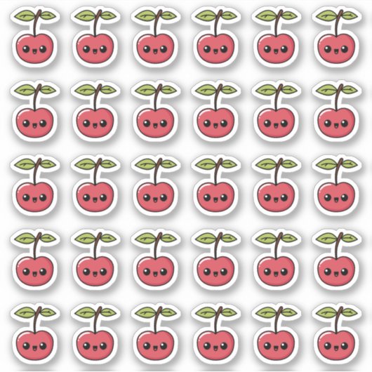 Kawaii Cherry – Schattigee vrucht met een lachend  Sticker (Voorkant)