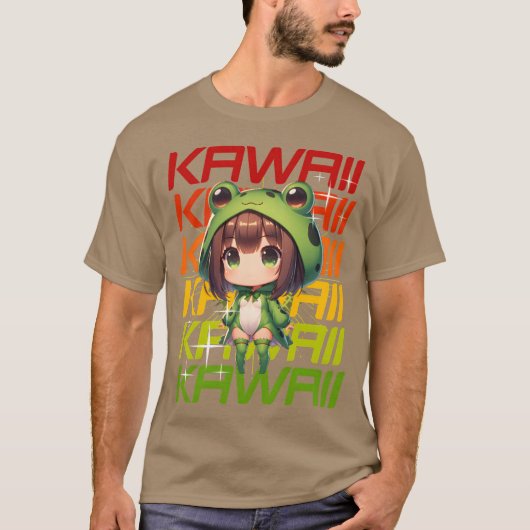 Kawaii Chibi Anime Frog vintage T-shirt (Voorkant)