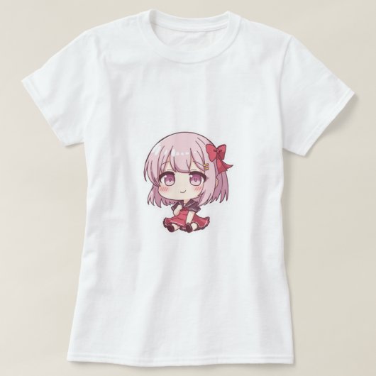 Kawaii Chibi Anime Girl T-shirt (Design voorkant)