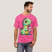 Kawaii Chibi Brachiosaurus Dinosaurus Drink stro T-shirt (Voorkant volledig)