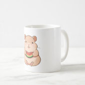 Kawaii Chibi Capybara Eet Schijf Watermeloen Koffiemok (Voorkant rechts)