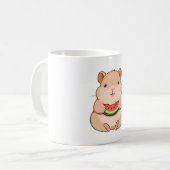 Kawaii Chibi Capybara Eet Schijf Watermeloen Koffiemok (Voorkant links)