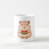 Kawaii Chibi Capybara Eet Schijf Watermeloen Koffiemok (Center)