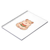 Kawaii Chibi Capybara Eet Schijf Watermeloen Notitieboek (Linkerzijde)