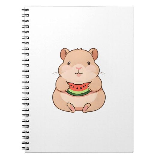 Kawaii Chibi Capybara Eet Schijf Watermeloen Notitieboek (Voorkant)