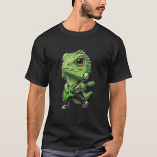 Kawaii Chibi Funny Iguana Guitarist Rocker T-shirt