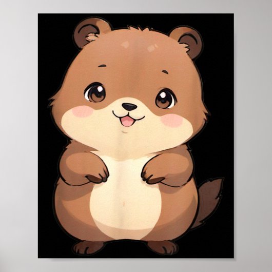 Kawaii Chibi Groundhog - Panfurware Llc Poster (Voorkant)