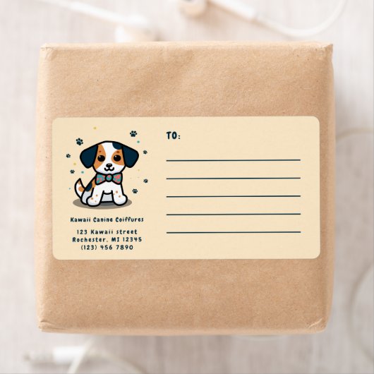 Kawaii/chibi-hond verzending etiket (Insitu)
