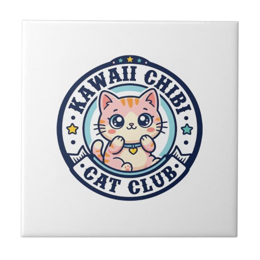 Kawaii Chibi Kat Kat Moeder Cadeau Idee - Kawaii C Tegeltje (Voorkant)