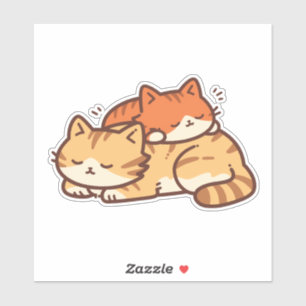 Kawaii Chibi katten knuffelen slapen op elkaar Sticker